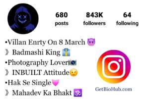 badmashi bio for Instagram